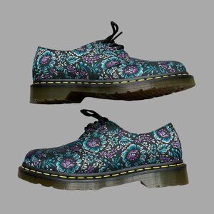 $150 Dr Martens 1461 Floral Jacquard Oxford Shoes Sz 5 Womens Black Purple Blue